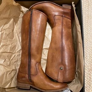 Melissa Inside Zip Frye Boots in Cognac